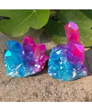100-200g Natural Crystal Bluish Violet Angel Aura Quartz Cluster Specimens Titanium Coating Quartz Cluster Decoration Full of Texture (Size : 100-150g) - Buy Online on GoSupps.com