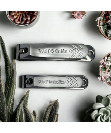 Wolf & Griffin Ultimate Precision 2-Piece Nail Clipper Set - Stainless Steel Professional Kit for Fingernails & Toenails - Men & Women - Buy Online on GoSupps.com