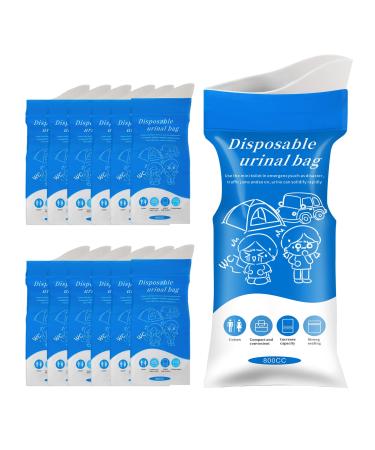 Disposable Urine Bags 12 Pack Camping Pee Bags Disposable Urinal Bag Travel Urinal Bag Toilet Traffic Jam Emergency Portable Toilet for Men Women Kids Patient (Blue-12pack) 12 Pack-Blue