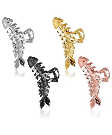 4PCS Large Metal Fishbone Hair Claw Clips - Gold Geometry Hair Clamps for Women - Buy Online on GoSupps.com