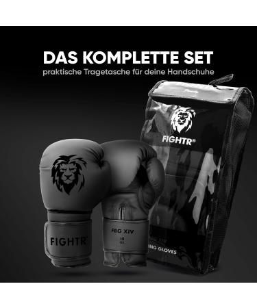 Fightr Boxing Gloves - Optimal Stability for Men & Women | 8-16 oz for Boxing MMA Muay Thai Kickboxing & Martial Arts | Includes Carrying Bag | All Black - Buy Online on GoSupps.com