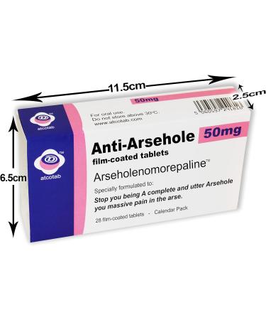 Prank Pill Anti Arsehole Tablet Box Xmas Gift Ideal Present for Him Husband Boyfriend Dad Men Uncle Funny Valentines Christmas 40th 50th 60th Secret Santa Birthday Aprils Fools - Buy Online on GoSupps.com