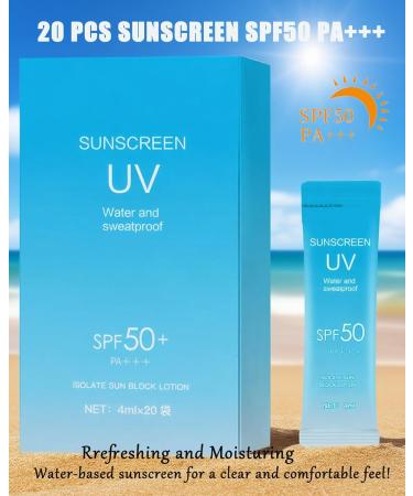 20 Pack Sunscreen SPF50+PA+++ (4ml Each) Moisturizing Travel Size Sunscreen Bulk Christmas Gift Lightweight &Portable Face&Body Waterproof Mini Suncreens Lotion Women Travel Outdoor Daily Use-A - Buy Online on GoSupps.com
