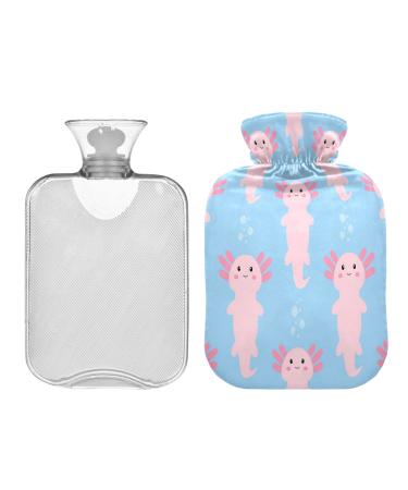 Cute cartoon axolotl heat bottle 2l pink fish winter hot water bottle hot water bottle soft plush reference handfoot warmer for children men women