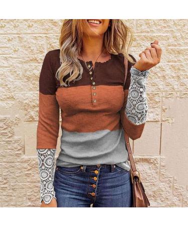 Women's Tie Dye Henley Long Sleeve Shirt - Ribbed Casual Fall Top | X-Large Orange - Buy Online on GoSupps.com