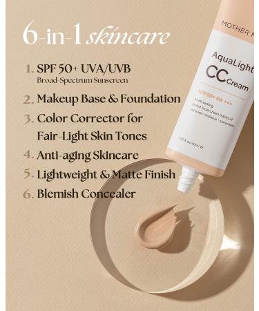 Mother Made Korean CC Cream SPF 50 PA+++ Fair to Light Skin Tone 1.35 fl.oz - Color Correcting Matte Finish Tinted Moisturizer - Buy Online on GoSupps.com