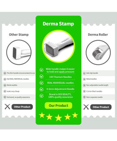 KOI BEAUTY Adjustable Derma Stamp- 140 REAL NEEDLE Professional Microneedling 0-3mm Home Dermastamp for Face Hair Scalp Beard Growth Body Derma Roller & Microneedling Pen Alternative for Men Women - Buy Online on GoSupps.com