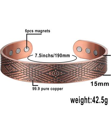 Men's Viking Copper Bracelet | Magnetic Therapy for Arthritis | Adjustable 7.5 Cuff - Buy Online on GoSupps.com