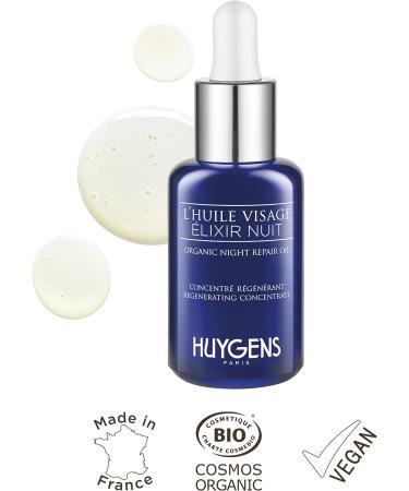 HUYGENS Elixir Night Oil 15mL - Certified Organic Night Repair Oil, Regenerating Concentrate - 100% Natural, Vegan - Made In France - Buy Online on GoSupps.com