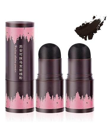 Janenisa Hair Powder Natural Shade Hairline Powder Waterproof Hairline Contouring Shadow Powder Waterproof Hair Filler Powder Waterproof (Black-2)