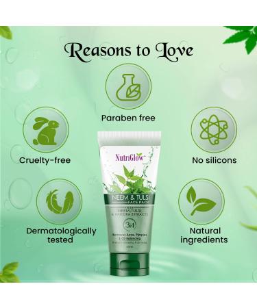 Nutriglow Neem & Tulsi Face Pack for PimpleFree Skin with Haridra Extracts 65Ml - Buy Online on GoSupps.com