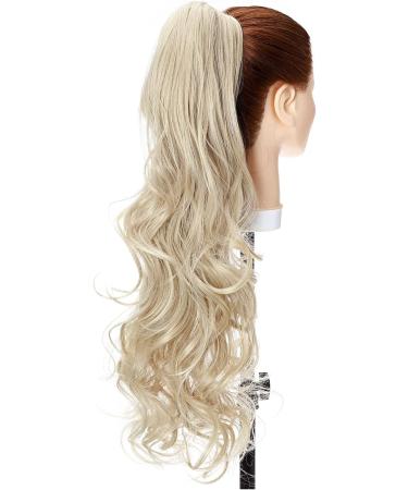 S-noilite Curly Wavy Ponytail Extension | Clip-In Synthetic Hairpiece 24 Ash Blonde Mix Bleach Blonde - 155g - Buy Online on GoSupps.com