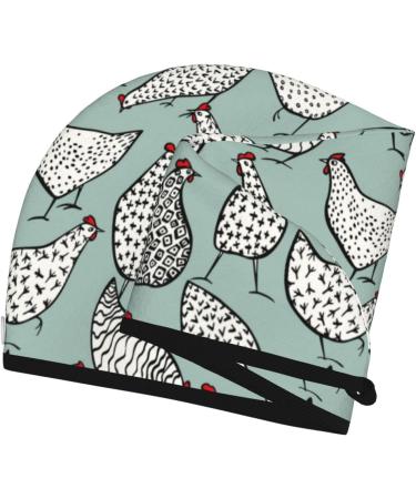 Hair Towel Wrap & Turban - Quick Drying Hair Towel with Button | Hand Drawn Chickens Design - Buy Online on GoSupps.com