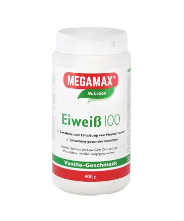 Megamax protein vanilla 400 g |Molken protein + milk protein for muscle building diaet |2K protein ideal for baking |High quality low carb shake |Aspartam-free protein powder with amino acid