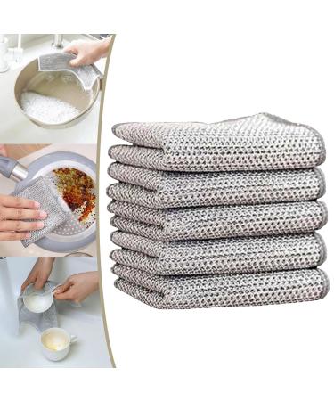 Graceful Double Stainless Steel Scrubber Double Stainless Steel Scrubber Cloth Multipurpose Wire Dishwashing Rags for Wet and Dry Non-Scratch Wire Dishcloth (5Pcs)