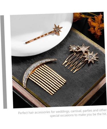 DOITOOL 1 Set Star Moon Hairpin Hair Side Combs Wedding Headpiece for Bride Hair Accessories Rhinestone Barrettes for Women Headwear for Women Alloy Diamond Bridesmaid Side Clip - Buy Online on GoSupps.com