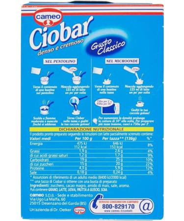 12x 5 cups Cameo Ciobar Classico hot chocolate hot chocolate 125g 12x5 bags - Buy Online on GoSupps.com