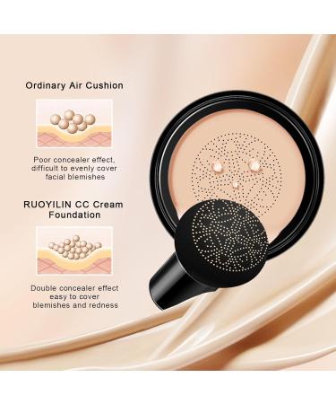 Mushroom Head Air Cushion CC Cream - BB Cream Face Makeup for Mature Skin, Moisturizing Cover Balm Foundation & Long-Lasting Color Correcting Concealer, Even Skin Tone for All Skin (Deep Brown) - Buy Online on GoSupps.com