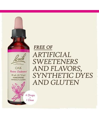 Bach Original Flower Remedies Oak 20mL Dropper - Endurance & Strength | Vegan Homeopathic Essence for Stress Relief - Buy Online on GoSupps.com