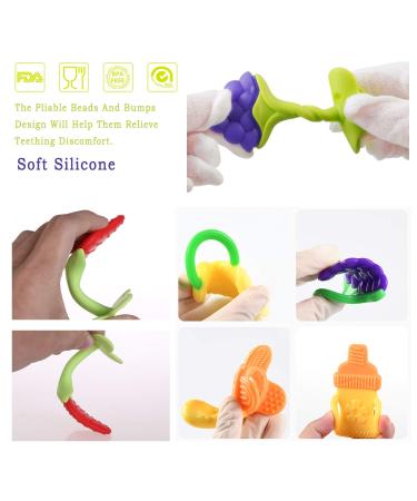 NEPAK 10 Pack Fruit Shaped Silicone Baby Teething Toys - BPA Free Teether Set for Infants - Buy Online on GoSupps.com