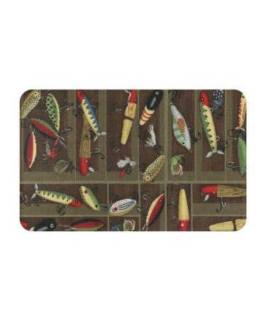 Vanani Fishing Lure Style Flannel Non-Slip Carpet Easy To Take Care Of Moderate Thickness Suitable For Front Door Garage Door Back Door Bedroom And Kitchen. White One Size