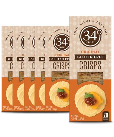34 Degrees Crisps | Gluten Free Crisps | Thin Light & Crunchy Crisps 6 Pack (4.5oz each)