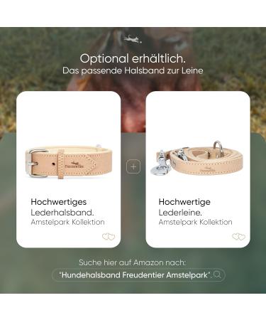 Freudier Certified Leather Dog Leash - 2m Triple Adjustable | Amstelpark Collection (Sand 25mm) - High Quality Stylish Handmade in Holland - Buy Online on GoSupps.com
