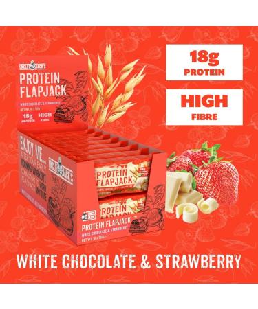 Uncle Jack's Protein Flapjacks - 16 x 100g - 18g Protein - Vegetarian (White Chocolate & Strawberry) - Buy Online on GoSupps.com