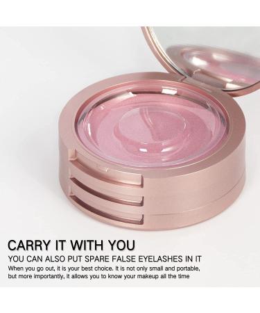 Buqikma 3-Layer Circle Eyelash Box with Mirror - Rose Gold Empty Lash Storage Case Organizer for Travel - Cosmetic Lash Holder Included - Buy Online on GoSupps.com