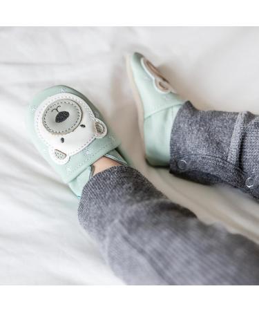 Dotty Fish Soft Leather Baby Shoes for Boys | Non Slip Toddler Shoes with Ice Blue Polar Bear Design | Sizes 0-6 Months to 4-5 Years - Buy Online on GoSupps.com
