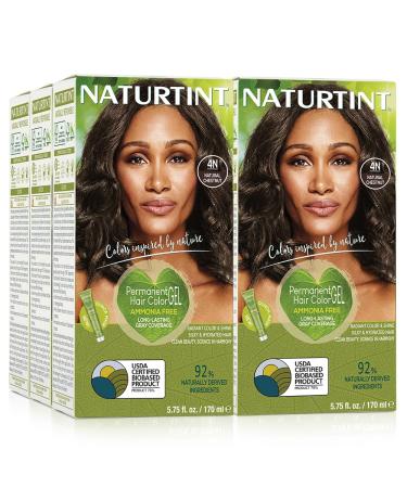 Naturtint Permanent Hair Color 4N Natural Chestnut (Pack of 6) Ammonia Free Vegan Cruelty Free up to 100% Gray Coverage Long Lasting Results 5.75 Fl Oz (Pack of 6) Natural Chestnut