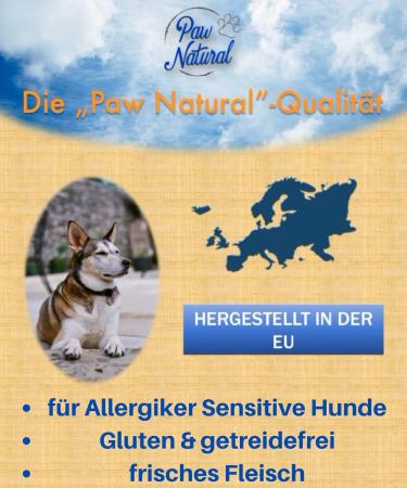 Paw Natural Hundenwurst Cutting Festival | 400g Gluten-Free Lamb Sausage | Healthy Fresh Meat | Grain-Free Dog Treats - Buy Online on GoSupps.com