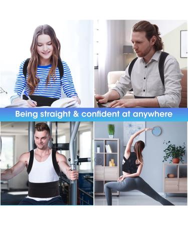 Adjustable Posture Corrector for Women and Men - Back Brace Support for Shoulder and Lumbar - Improve Posture and Relieve Pain - Medium Size, Black - Buy Online on GoSupps.com