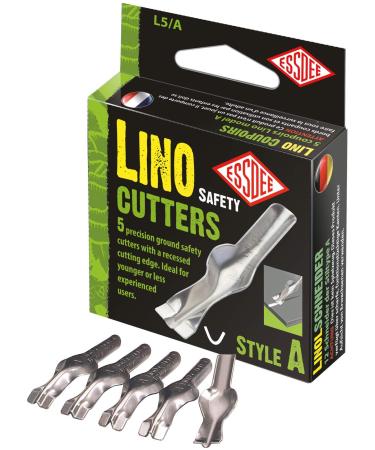 ESSDEE Safety Lino Cutter - Style A Size Lino Blades - High Carbon Steel - Pack of 5 - Made in UK