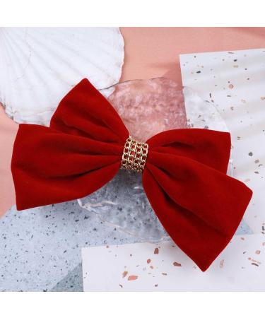 Atentuyi Vintage Large Red Bow Barrette Velvet Bow Hair Clip Silk Bow Hair Barrette Satin Ribbion Bow Clip Big Bow Headpiece Retro Bowknot Accessories for Women and Girls color 2 - Buy Online on GoSupps.com