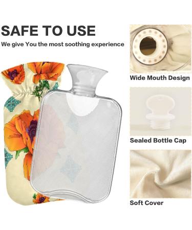 NAANLE Vintage Poppy Flower Heat Bottle - 2L Large Hot Water Bottle for Menstrual Cramps Pain Relief & Therapy | International Shipping - Buy Online on GoSupps.com