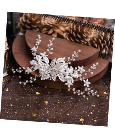 Ipetboom Silver Hair Clip Pearl Hair Accessories Diamond Headpiece Bridal Hair Clip Pearl Hair Pin Crystal Headpiece Pearl Tiara Rhinestone Barrettes Manual Flower Head Bride - Buy Online on GoSupps.com