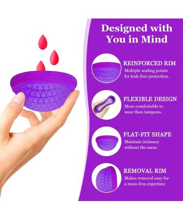 INBOLM 2 Pack Menstrual Discs Reusable Period Cups Medical-Grade Silicone Flat-Fit Cup Moon Cup Alternative to Tampons Petal Thin and Ultra Comfortable for Women Sizes S + L with Silicone Case - Buy Online on GoSupps.com