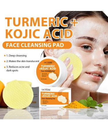 Turmeric Kojic Acid Cleansing Pads - 30pcs for Balanced Skin | Moisturizes & Nourishes | Leak-Proof Upgrade - Buy Online on GoSupps.com
