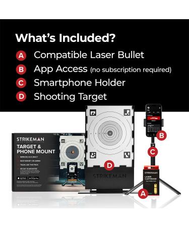 Strikeman Dry-Fire Laser Training System - Great for Target Shooting Practice with Pistols - Kit Includes Access to Updated App (No Subscription Needed), Cartridge, Target & Phone Holder - Buy Online on GoSupps.com