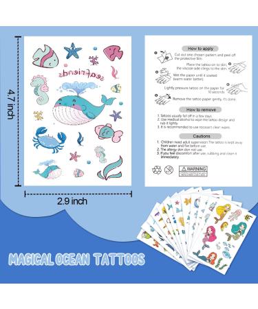 200 PCS Ocean Theme Temporary Tattoos for Kids - Mermaid, Shark, Tropical Fish, Whale - Perfect for Beach Pool Party Supplies - Buy Online on GoSupps.com