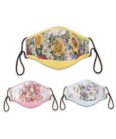 Lena Liu Floral Splendor Adjustable Face Mask Set with an Inside Pocket That Fits A PM 2.5 Activated Carbon Filter