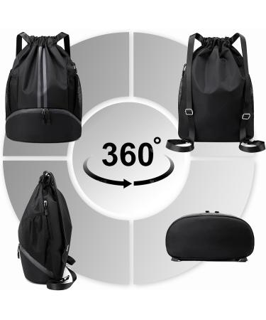 Hoedia Unisex Sports Backpack with Drawstring L - Durable & Stylish Black Gym Bag for Travel & Fitness - Buy Online on GoSupps.com
