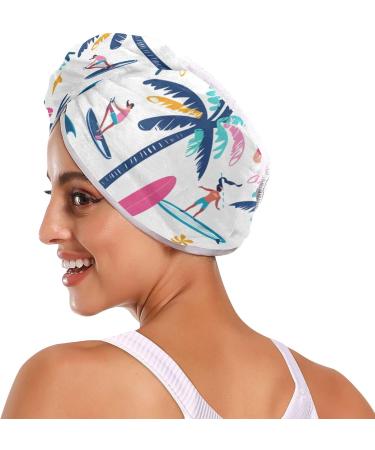 Coconut Tree Surf Hair Towel 2 Pack | Super Absorbent Quick Dry Hair Turbans for Women & Girls - Buy Online on GoSupps.com