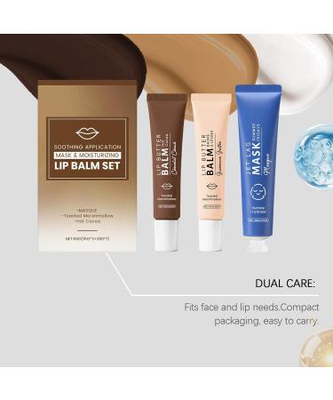 Lip Balm & Face Mask Set 2 x Lip Blam Overnight Treatment Lip Care 1 x Face Mask Jelly Yummy Tint Lip Stain Long Lasting Hydrating Glow Reviver Face Lip Care Makeup Gift for Women-Set - Buy Online on GoSupps.com