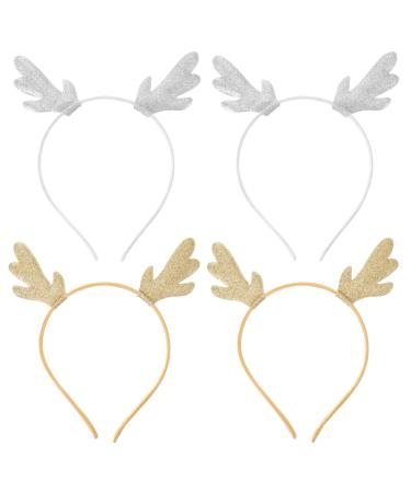 Lurrose 4pcs Christmas Antler Hair Band - Chip Shape Hair Ties for Party Cosplay | Gold & Silver | 19 x 16 x 0.8 cm - Buy Online on GoSupps.com