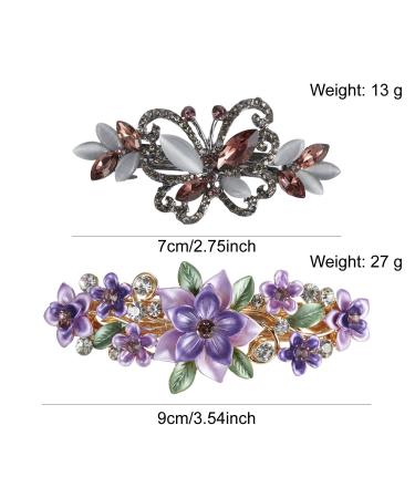 4 Pack Floral Butterfly Rhinestone Hair Clips - Sparkly Gems Metal Snap Barrettes for Women and Girls - Buy Online on GoSupps.com