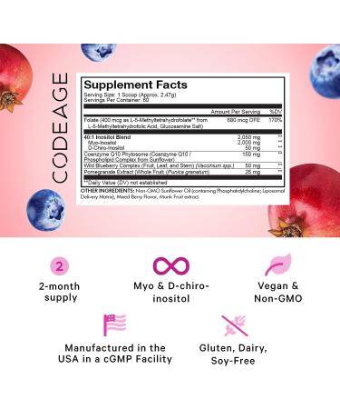 Codeage Liposomal Ovarian Inositol Powder Supplement - Hormonal Balance & Fertility Support - 2-Month Supply - Buy Online on GoSupps.com