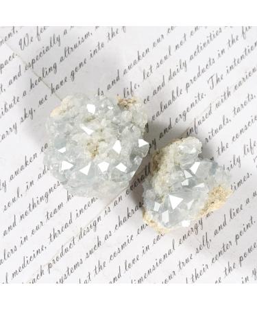 Soulnioi 2pcs Natural Raw Blue Celestite Mineral Irregular Healing Crystal Cluster for Meditation Therapy Home Room Decoration - Buy Online on GoSupps.com