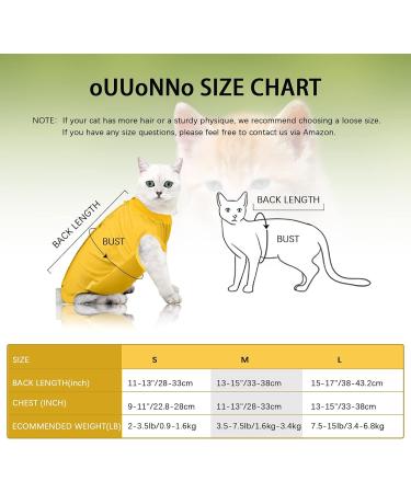 Ouuonno Cat Wound Surgery Recovery Suit | Abdominal Wounds & Skin Diseases | E-Collar Alternative for Cats & Dogs | Yellow Small - Buy Online on GoSupps.com